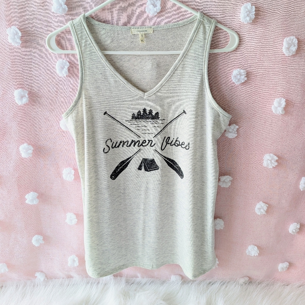 Maurices, Summer Vibes Tank Top, Graphic, Women's, X-Small, Grey